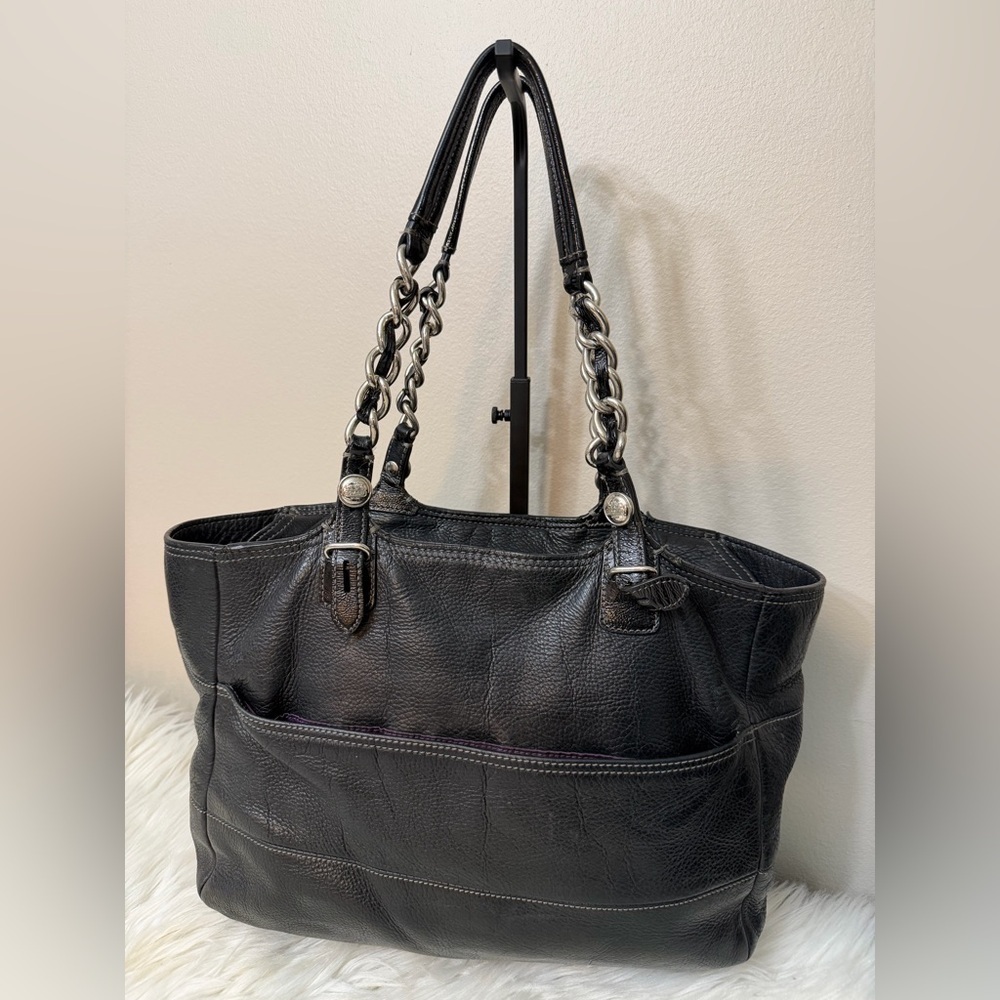 Coach Madison Tribeca East West Black Pebbled Leather Bag 14111 - Picture 3 of 10